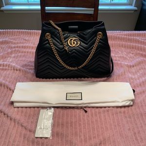 GUCCI Marmont Metalasse Black Shoulder Bag